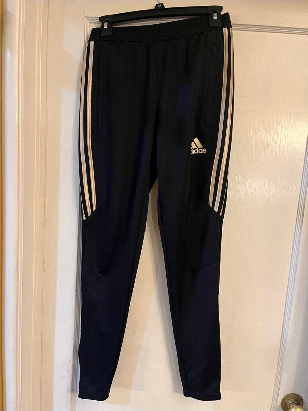 adidas Black Joggers with White Side Stripes